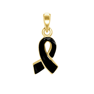 Black Ribbon Charm in Sterling Silver (21 x 8mm)
