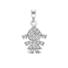 Girl Charm in Sterling Silver with CZ's (22 x 13mm)