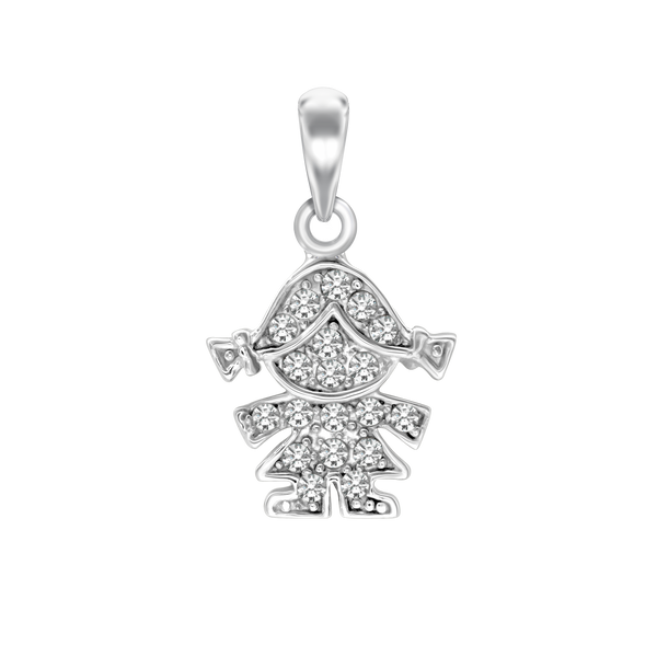Girl Charm with CZ's (22 x 13mm)