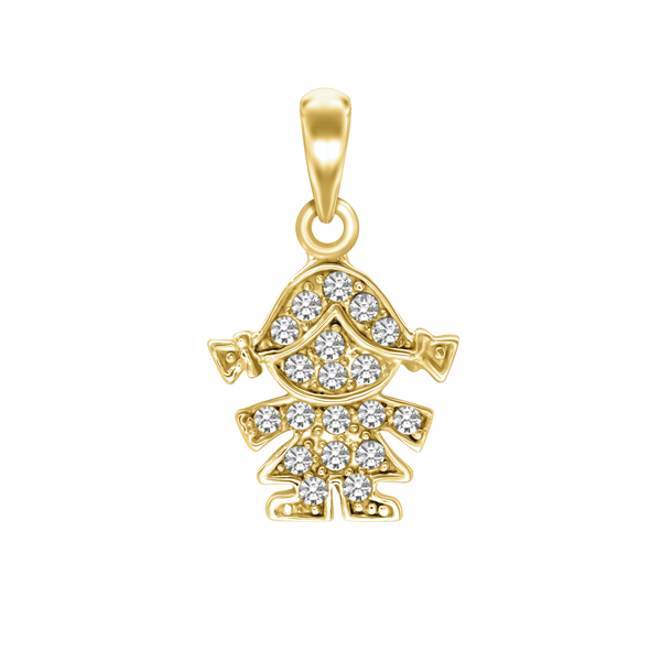 Girl Charm with CZ's (22 x 13mm)