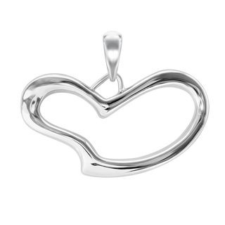 Large Open Heart Charm in Sterling Silver (23 x 31mm)