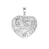 Full Heart with Filigree with CZ's Charm in Sterling Silver (30 x 24mm)