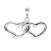 Double Open Heart Charm in Sterling Silver (21 x 29mm)