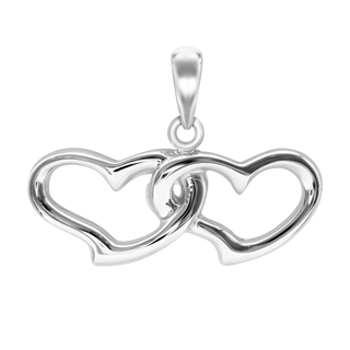 Double Open Heart Charm in Sterling Silver (21 x 29mm)