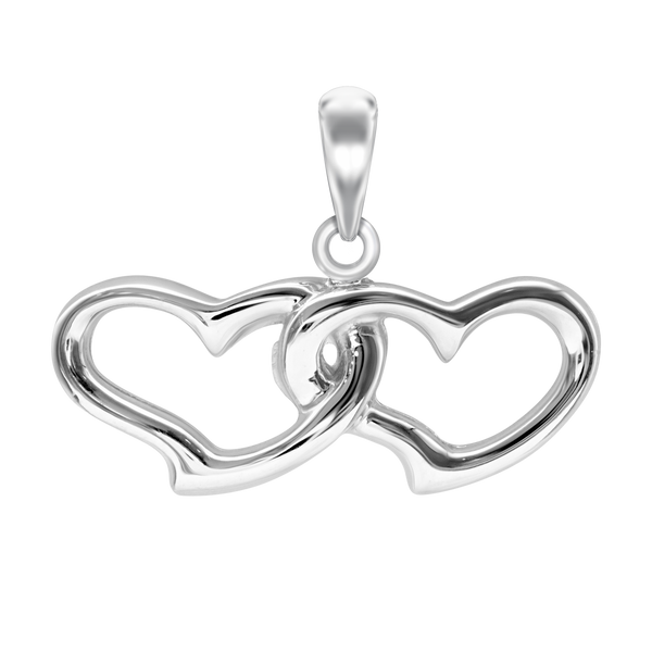 Double Open Heart Charm in Sterling Silver (21 x 29mm)