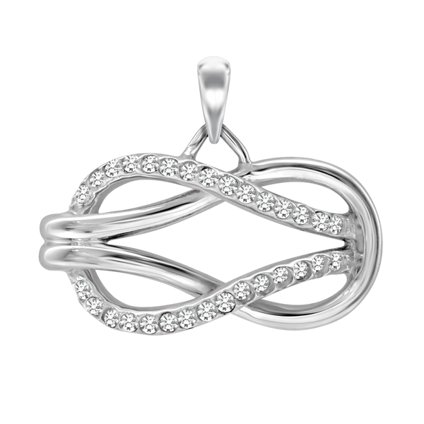 Intertwined Infinity Charm in Sterling Silver with CZ's (21 x 27mm)