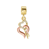 Double Heart Key with CZ's Charm (29 x 11mm)