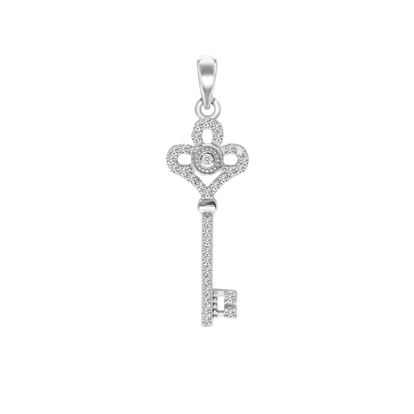 Key Charm in Sterling Silver with CZ's (43 x 13mm)