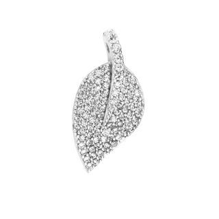 Leaf Charm in Sterling Silver with CZ's (21 x 10mm)