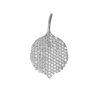 Round Leaf Charm in Sterling Silver with CZ's (27 x 16mm)