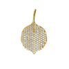 Round Leaf Charm in Sterling Silver with CZ's (27 x 16mm)