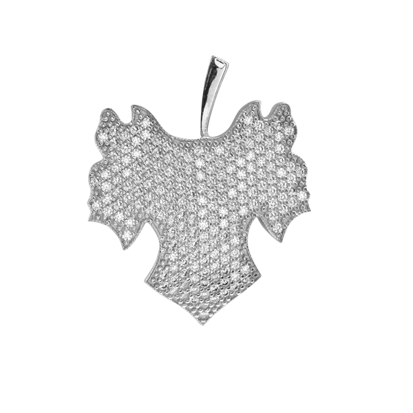 Maple Leaf Charm in Sterling Silver with CZ's (28 x 20mm)
