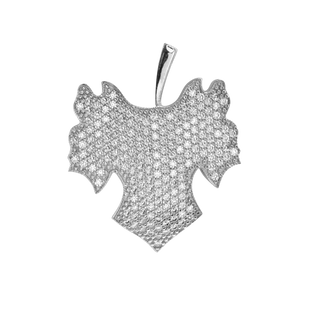 Maple Leaf Charm in Sterling Silver with CZ's (28 x 20mm)