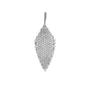 Thin Leaf Charm in Sterling Silver with CZ's (36 x 13mm)