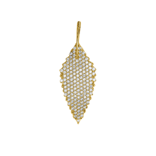 Thin Leaf Charm in Sterling Silver with CZ's (36 x 13mm)