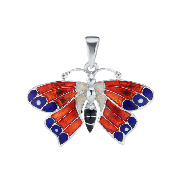 Fancy Butterfly Charm in Sterling Silver (24 x 28mm)