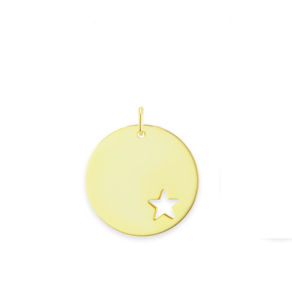 Circle with Star Cut Out Charm in Sterling Silver (22 x 20mm)