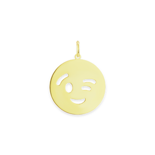 Winking Emoji Charm in Sterling Silver (26 x 20mm)