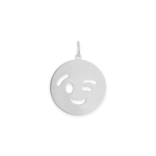 Winking Emoji Charm in Sterling Silver (26 x 20mm)