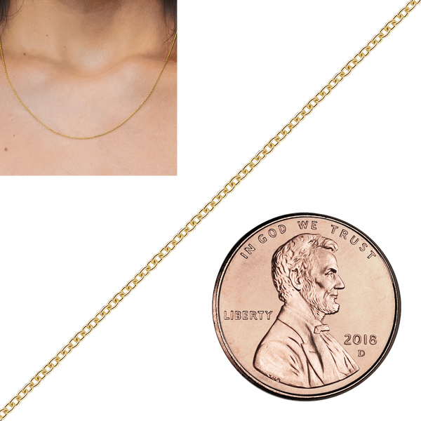 Bulk / Spooled Medium Round Cable Chain in 14K & 18K Yellow Gold (1.05 mm - 4.05 mm)