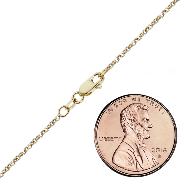 Finished Medium Round Cable Anklet in 14K Yellow Gold (1.05 mm - 4.05 mm)