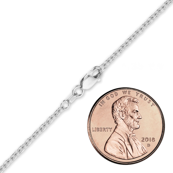 Finished Medium Round Cable Anklet in 14K White Gold (1.05 mm - 3.25 mm)
