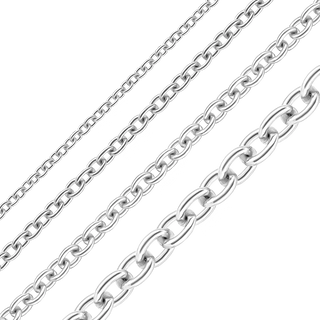 Bulk / Spooled Medium Round Cable Chain in 14K White Gold (0.95 mm - 3.25 mm)