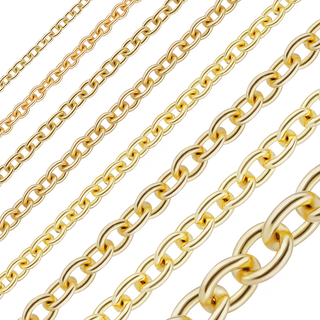 Bulk / Spooled Medium Round Cable Chain in 14K & 18K Yellow Gold (0.95 mm - 4.05 mm)
