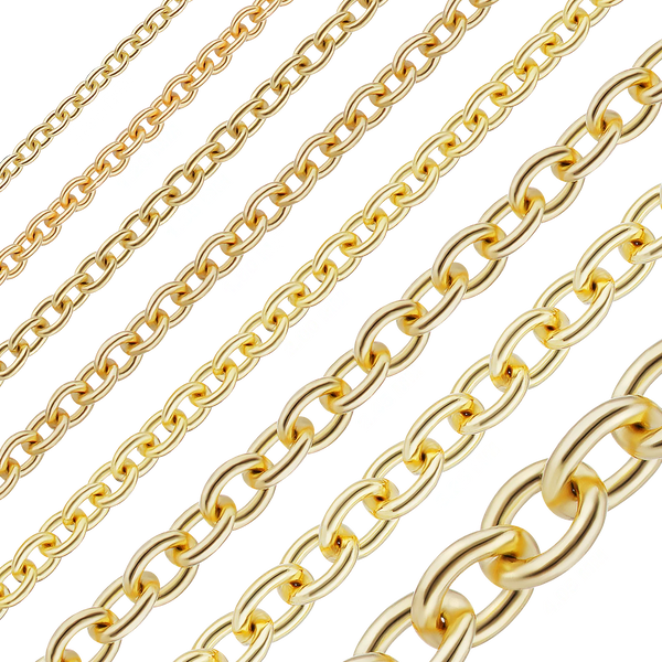 Bulk / Spooled Medium Round Cable Chain in 14K & 18K Yellow Gold (0.95 mm - 4.05 mm)