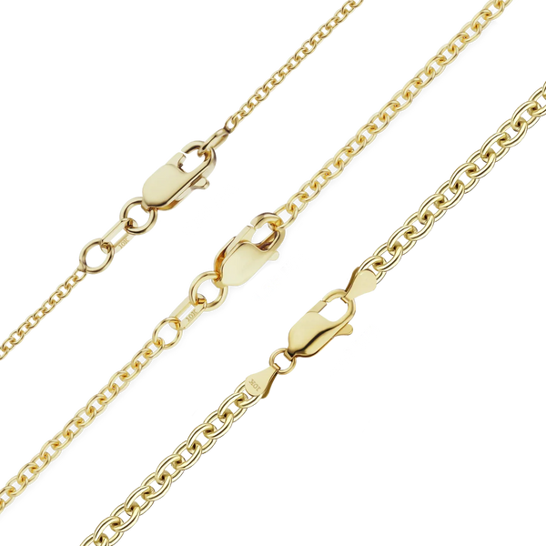 Finished Medium Round Cable Necklace in 10K Yellow Gold (0.95 mm - 2.00 mm)