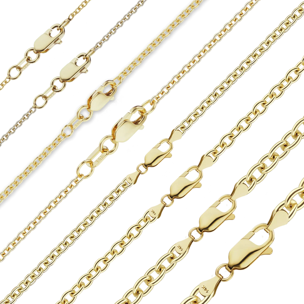 Finished Medium Round Cable Bracelet in 14K Yellow Gold (0.95 mm - 4.05 mm)