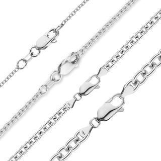 Finished Medium Round Cable Necklace in 14K White Gold (0.95 mm - 3.25 mm)