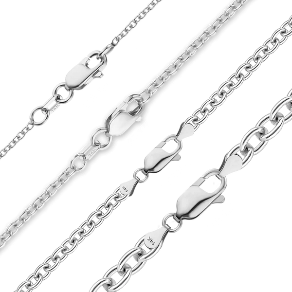 Finished Medium Round Cable Necklace in 14K White Gold (0.95 mm - 3.25 mm)