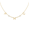 Initial and Gemstone Necklace in 14K Yellow Gold