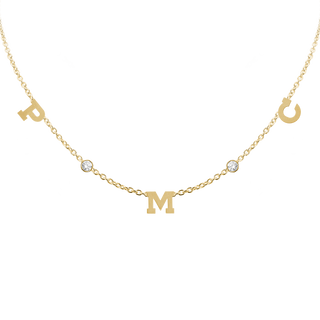 Clarenwood Initial and Gemstone Necklace in 14K Yellow Gold (Medium Round Cable)