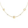 Clarenwood Initial and Gemstone Necklace (Horizontal) in 14K Yellow Gold (Diamond Cut Round Cable)