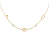 Initial and Gemstone Necklace (Horizontal) in 14K Yellow Gold (Diamond Cut Round Cable)