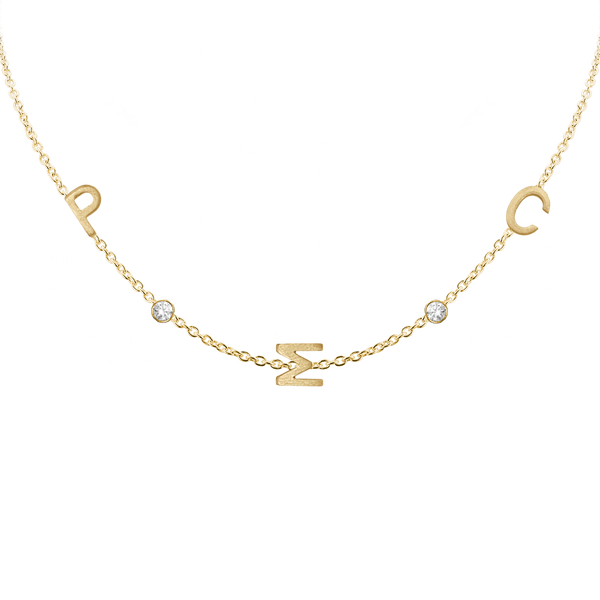 Initial and Gemstone Bracelet (Horizontal) in 14K Yellow Gold