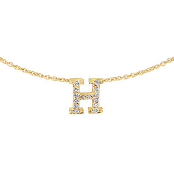 Hanging Initial Necklace with Diamonds in 14K Yellow Gold (18" Chain)