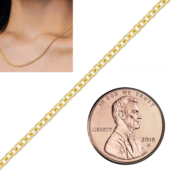 Bulk / Spooled Medium Round Cable Chain in 14K & 18K Yellow Gold (1.05 mm - 4.05 mm)