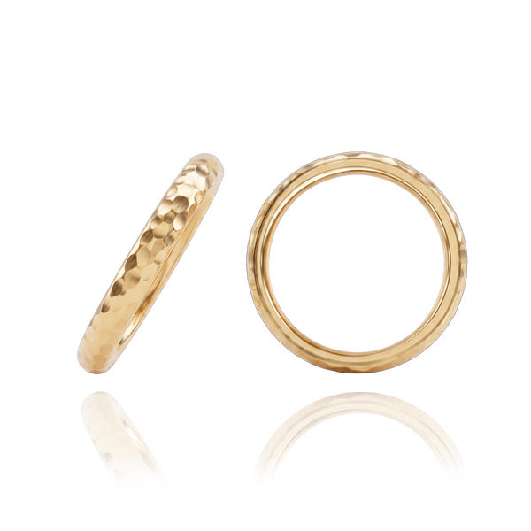 14K Yellow Gold Hammered Comfort Fit Wedding Bands (2.0 mm - 4.0 mm)