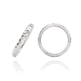 14K White Gold Hammered Comfort Fit Wedding Bands (2.0 mm - 4.0 mm)