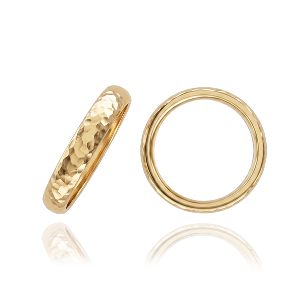 14K Yellow Gold Hammered Comfort Fit Wedding Bands (2.0 mm - 4.0 mm)