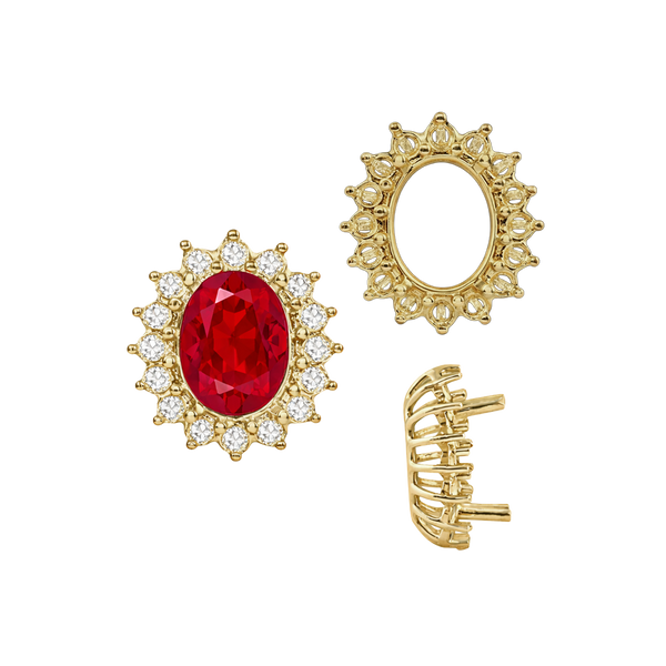 Oval Cluster Tops (12-16 Side Stones | 6.00 x 4.00 mm - 10.00 x 8.00 mm)
