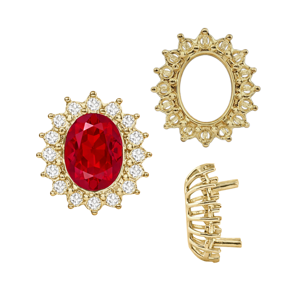 Oval Cluster Tops (12-16 Side Stones | 6.00 x 4.00 mm - 10.00 x 8.00 mm)
