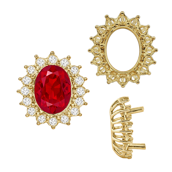 Oval Cluster Tops (12-16 Side Stones | 6.00 x 4.00 mm - 10.00 x 8.00 mm)