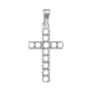 14K Gold Classic Cross 12 Stone Pendant Mounting (27 x 12 mm)