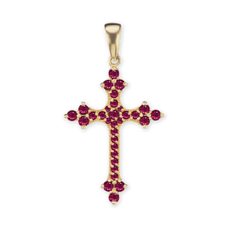 Sterling Silver Trinity Cross Pendant with Pink Cubic Zirconia (38 x 22 mm)