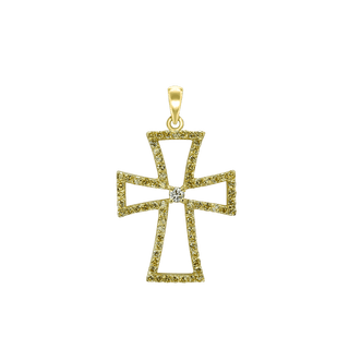 Sterling Silver Pattée Cross Pendant with Cubic Zirconia (33 x 20 mm)
