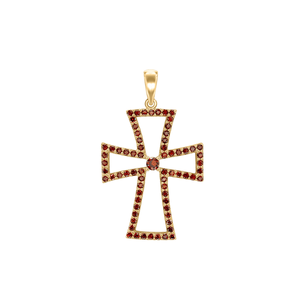 Sterling Silver Cross Pattée Pendant with Cubic Zirconia (33 x 20 mm)